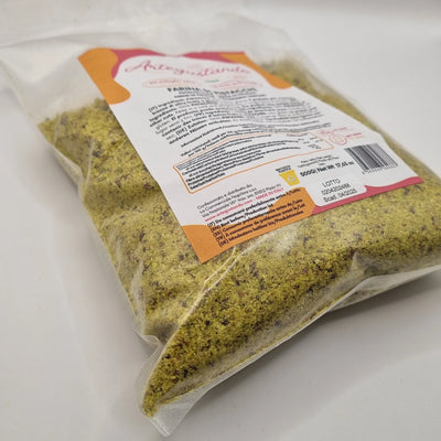 Farina di pistacchio italiana in busta trasparente per dolci, gelato e pasticceria