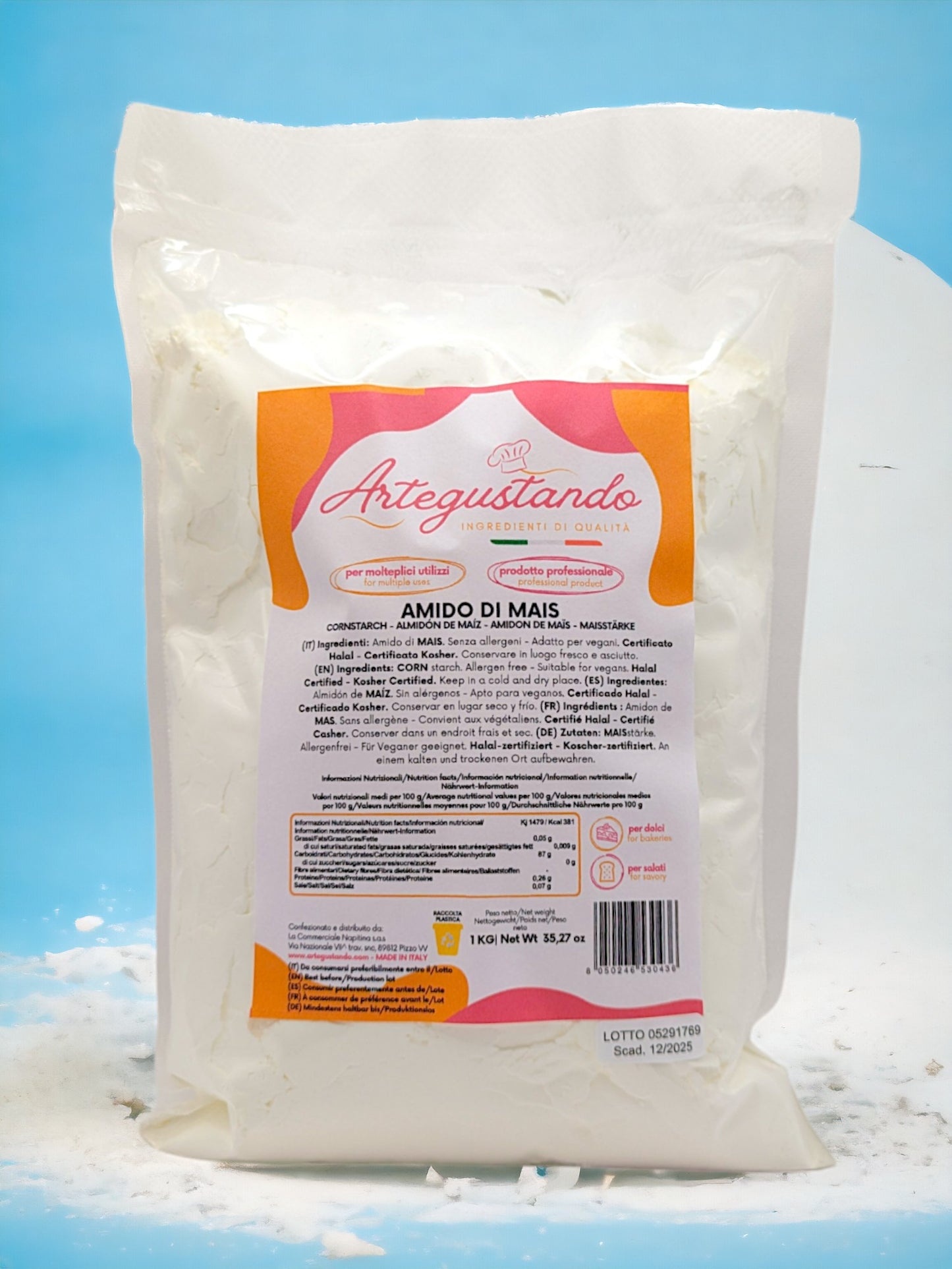 Amido di Mais 1kg Italiano – Addensante Naturale per Dolci, Creme e Salse