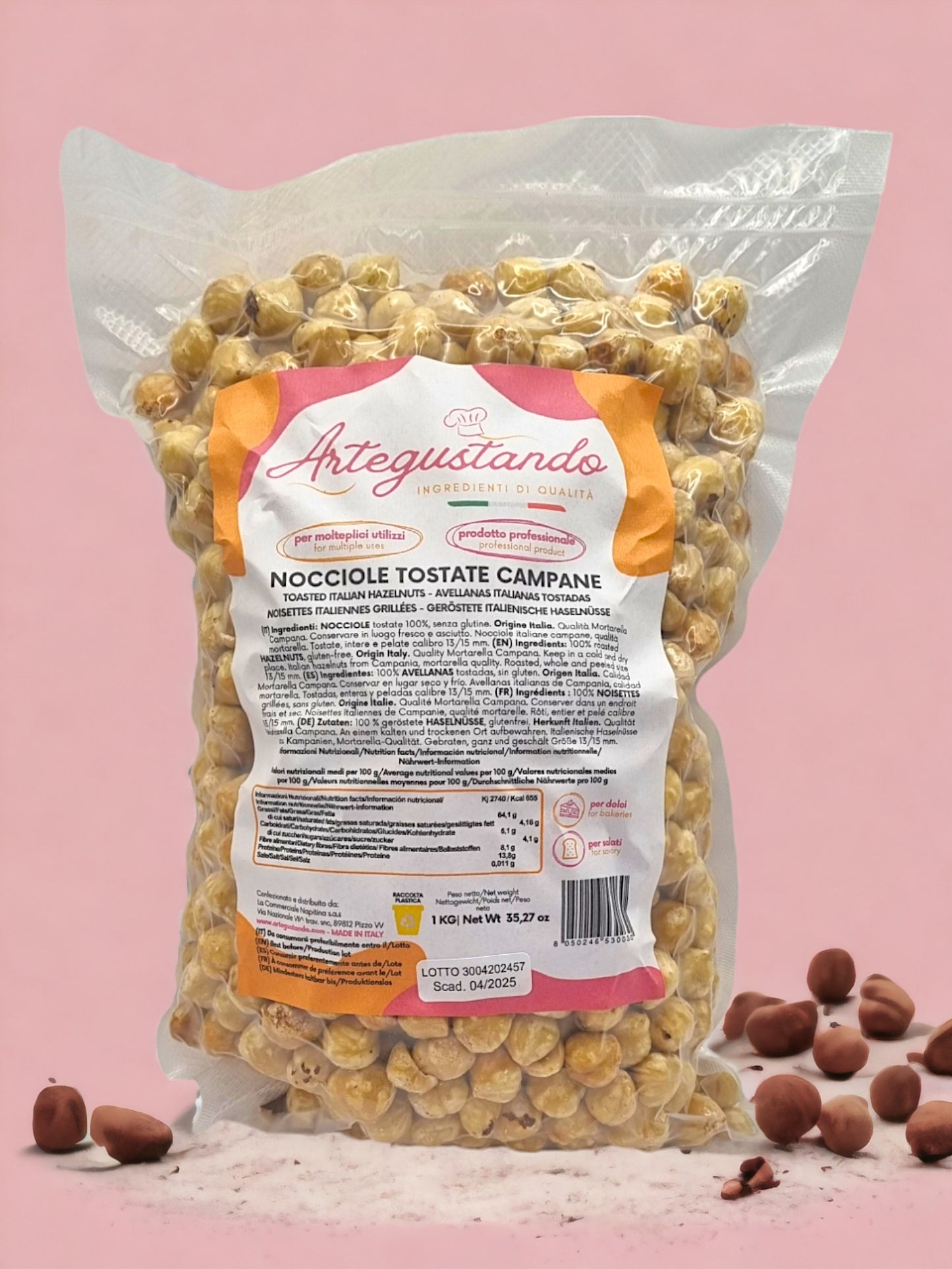 Nocciole Tostate Campane 13/15 Italiane 1 kg – Croccanti e Aromatiche per Dolci e Gelato