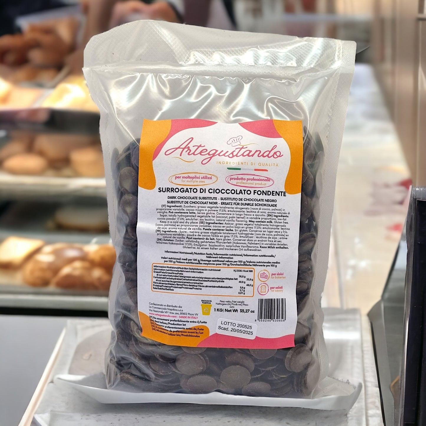 Surrogato di Cioccolato Fondente di alta qualità italiana - 1 kg