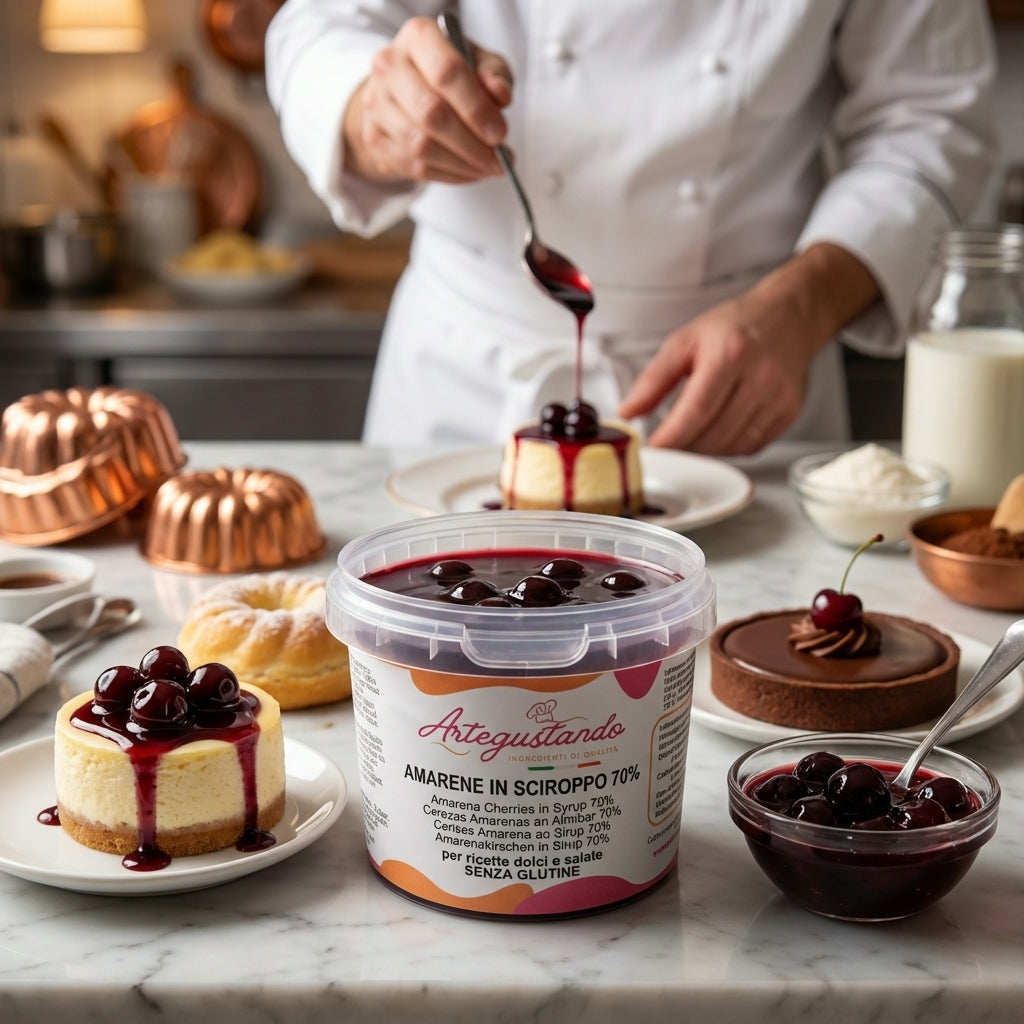 Amarene in Sciroppo 70% ArteGustando 500g – Amarene Sciroppate per Gelato, Dolci e Pasticceria