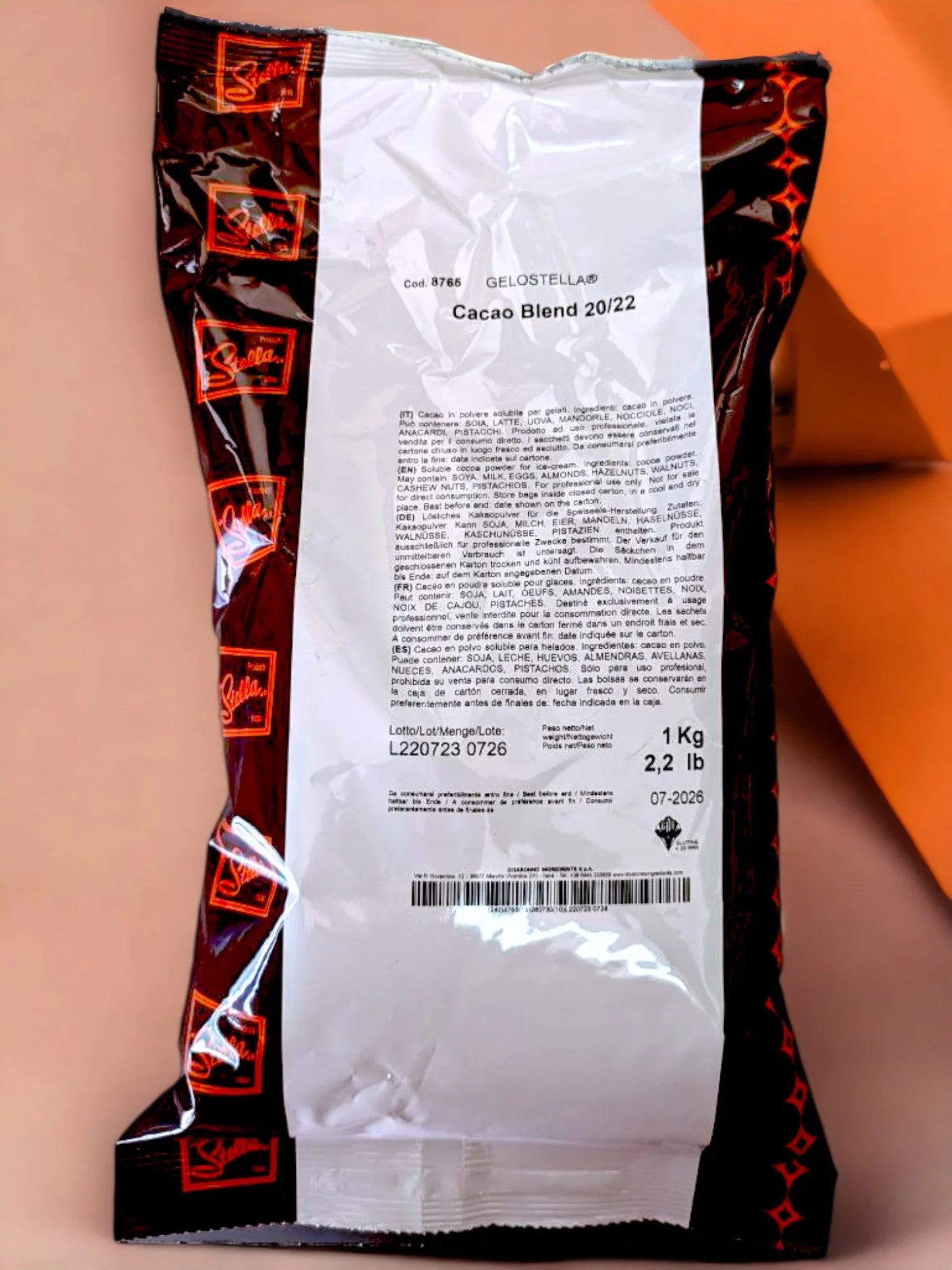 Busta da 1 kg di Cacao Blend 20/22 per gelato e pasticceria artigianale italiana