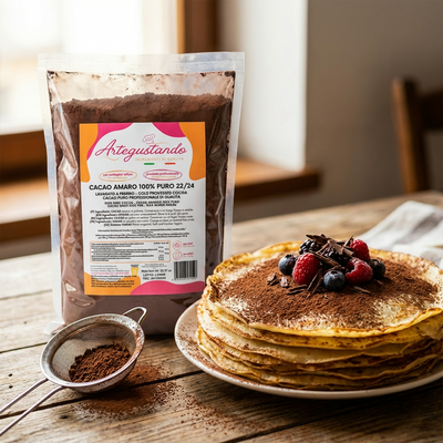 Cacao Amaro 100% Puro Professionale 22/24 Lavorato a Freddo - Cacao di Qualità 500g/1kg