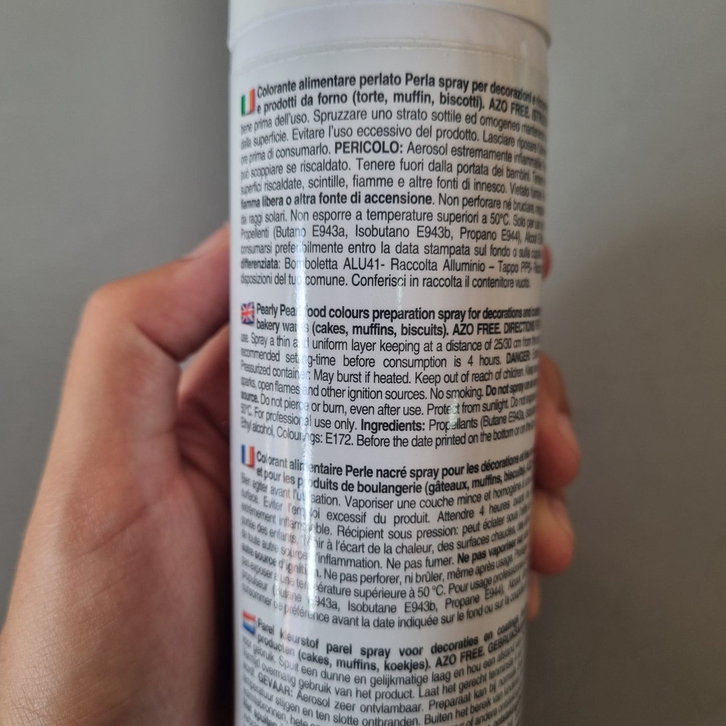 Colorante Alimentare Grigio Perlato Spray Italiano - 250 ml