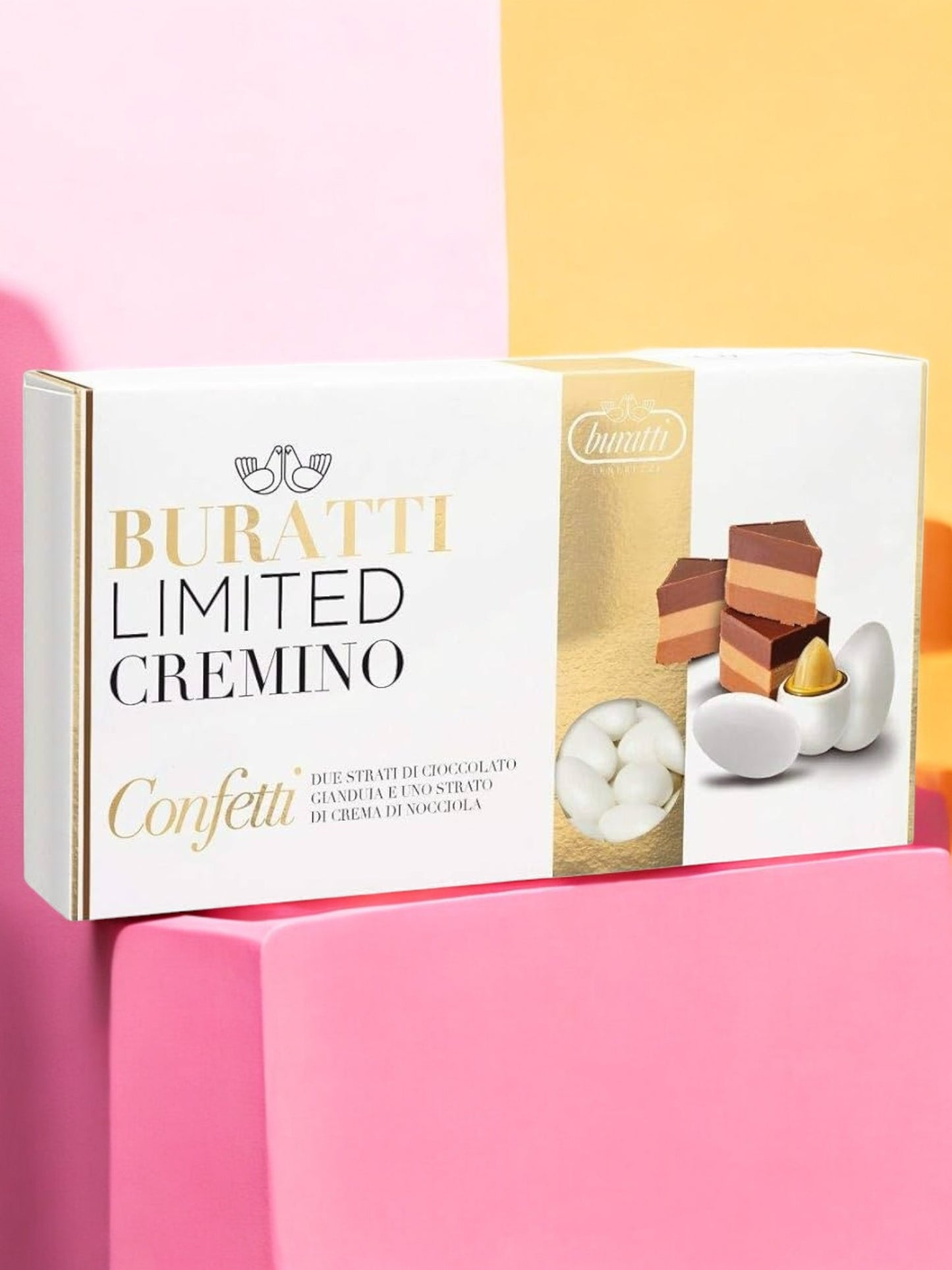 Confetti Buratti Cremino – 1 kg | Cuore di Cioccolato Bianco e Gianduia