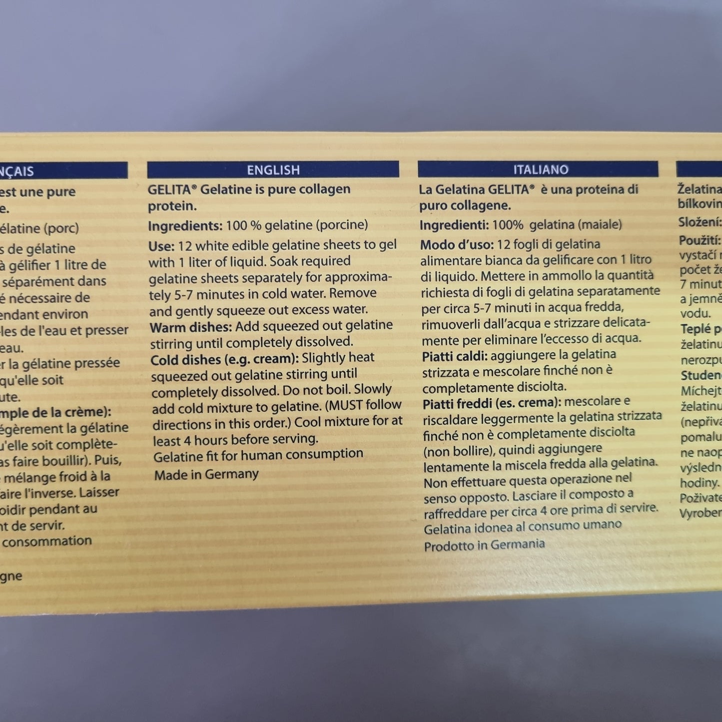 Gelatina Alimentare Animale 12 Fogli di Gelatina Professionale Gelita - 1 kg