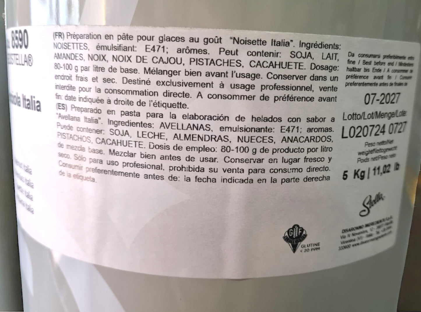 Pasta di Nocciola Italia 5 kg - Prodotti Stella