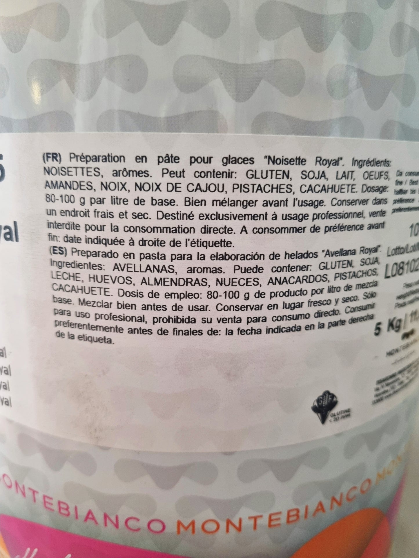 Pasta di Nocciola Royal – Montebianco (Stella) – Latta da 5 kg | Uso Professionale