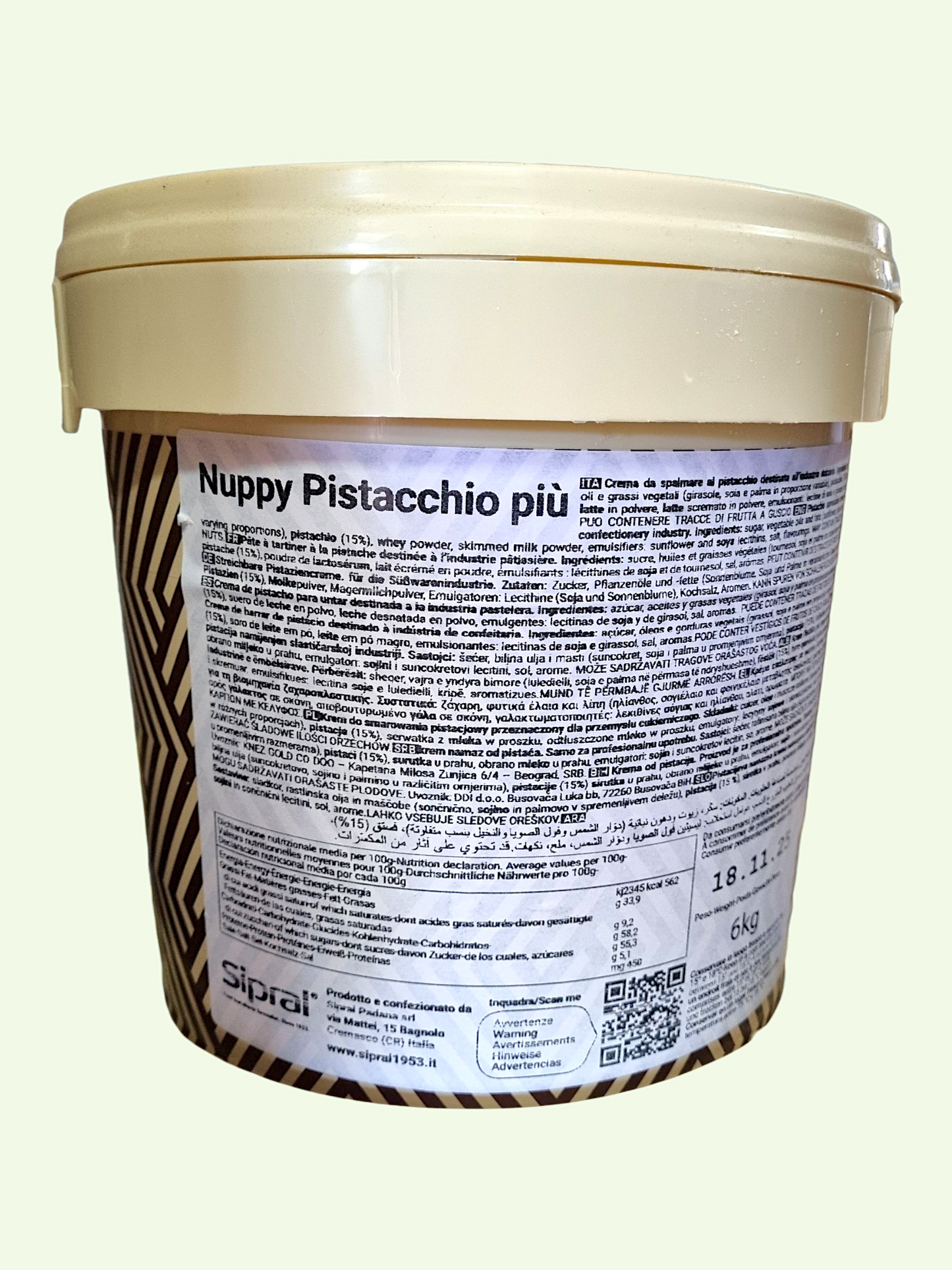 Nuppy Pistacchio Più – Crema al Pistacchio – Sipral – Secchiello da 6 kg