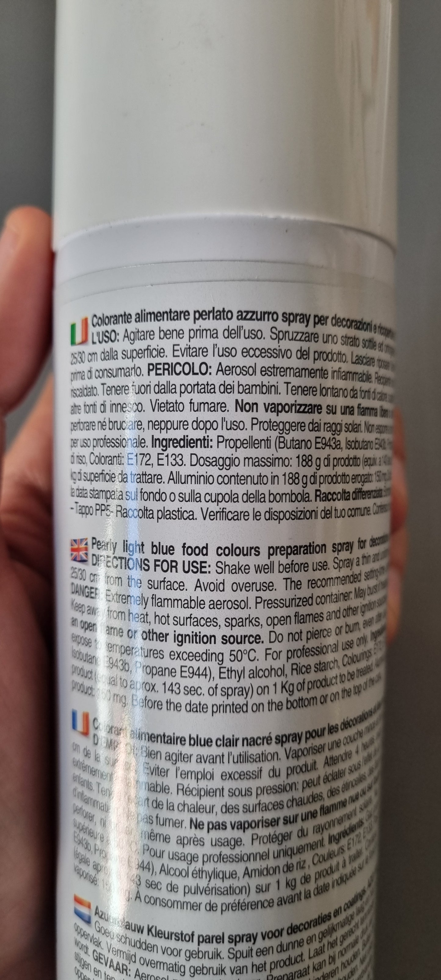 Colorante Alimentare Azzurro Perlato Spray Italiano - 250 ml