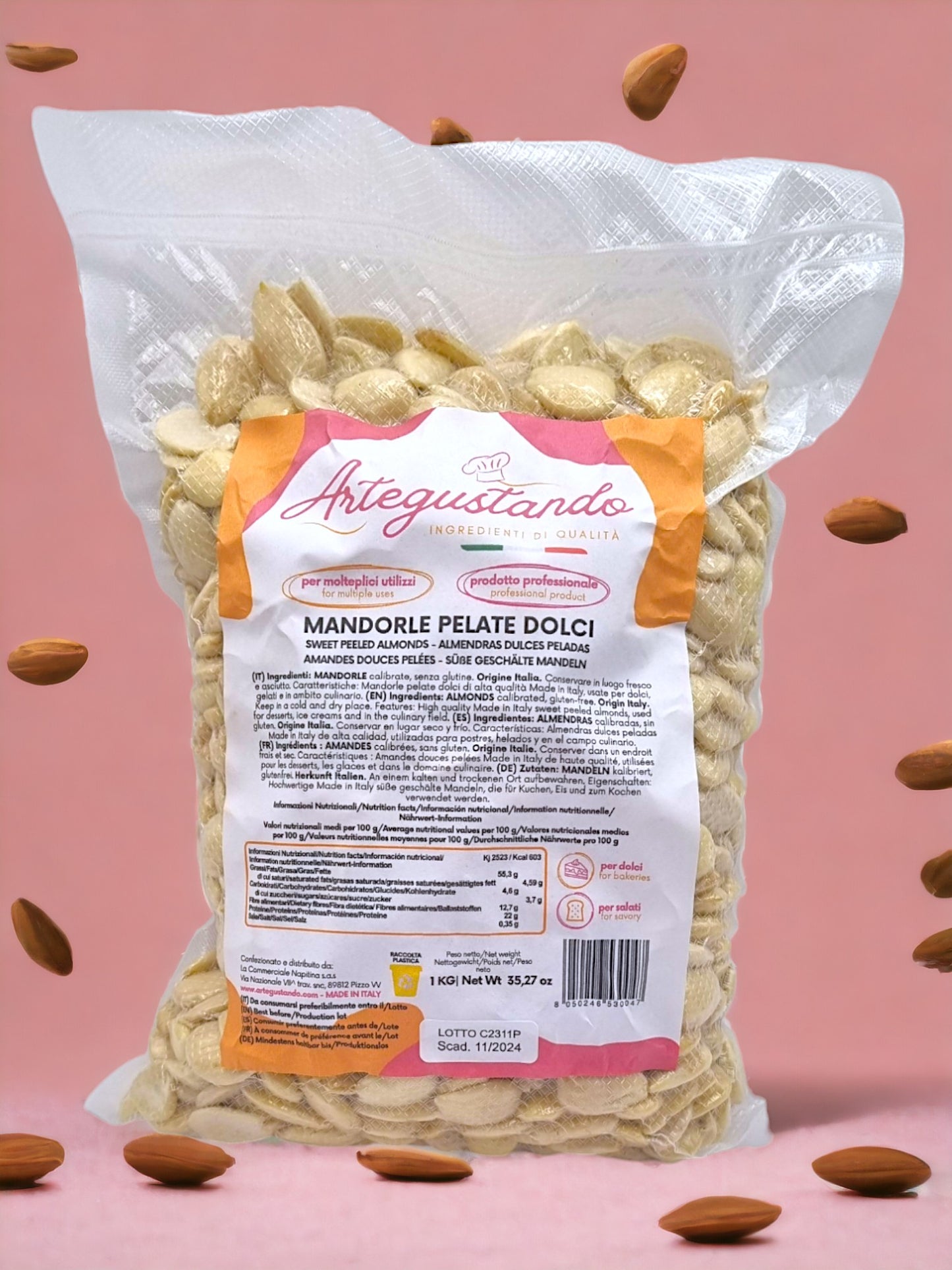 Mandorle Pelate Dolci Bari Calibrate 37/38 - da 500g a 1 kg