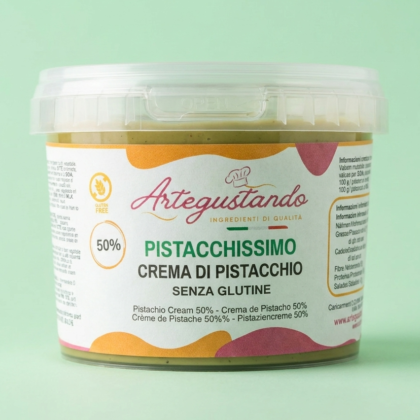 Crema Pistacchissimo 50% - Crema Spalmabile al Pistacchio Senza Glutine Italiana