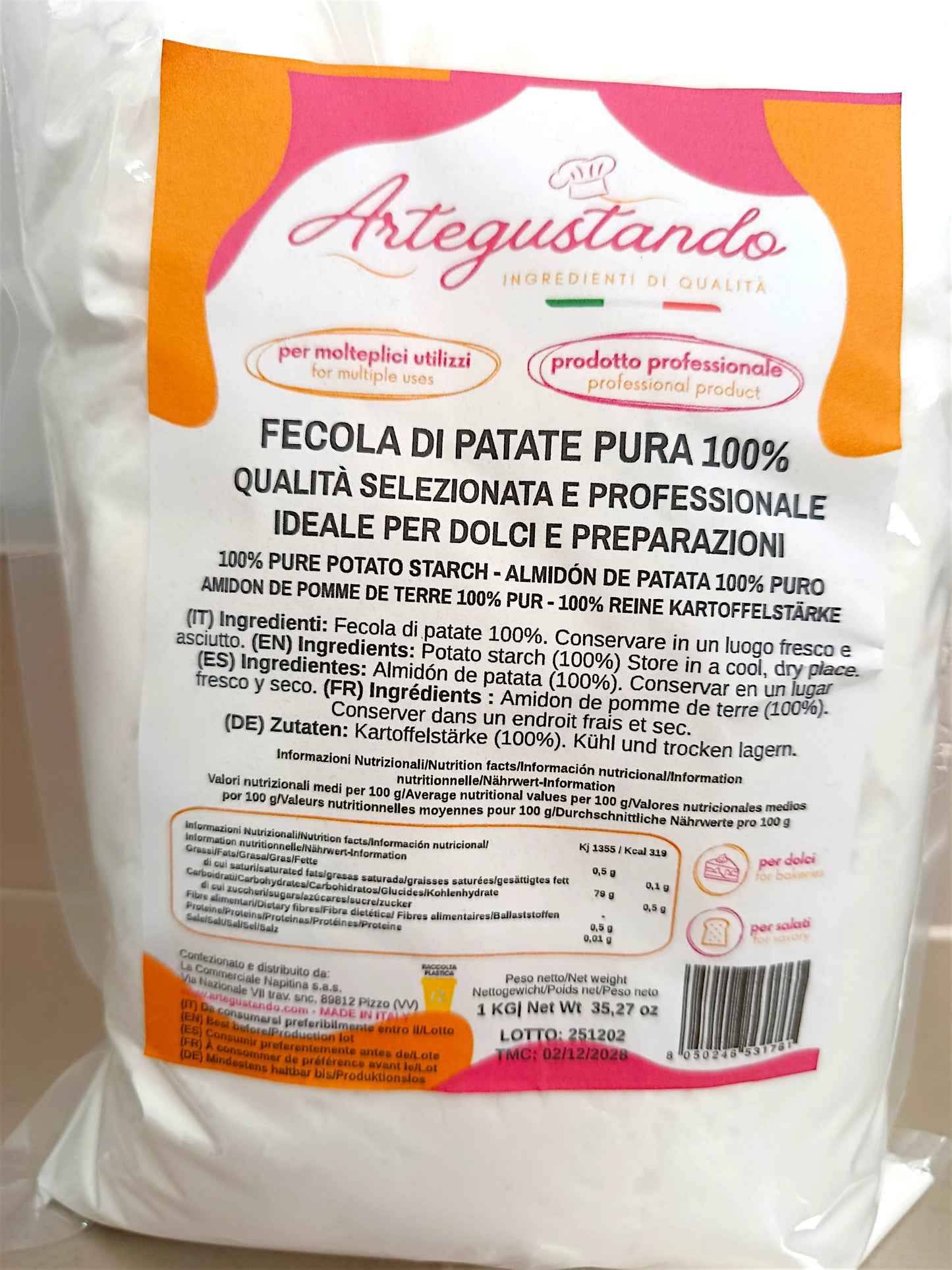 Fecola di Patate Pura 100% 1Kg – Amido Professionale per Dolci e Preparazioni