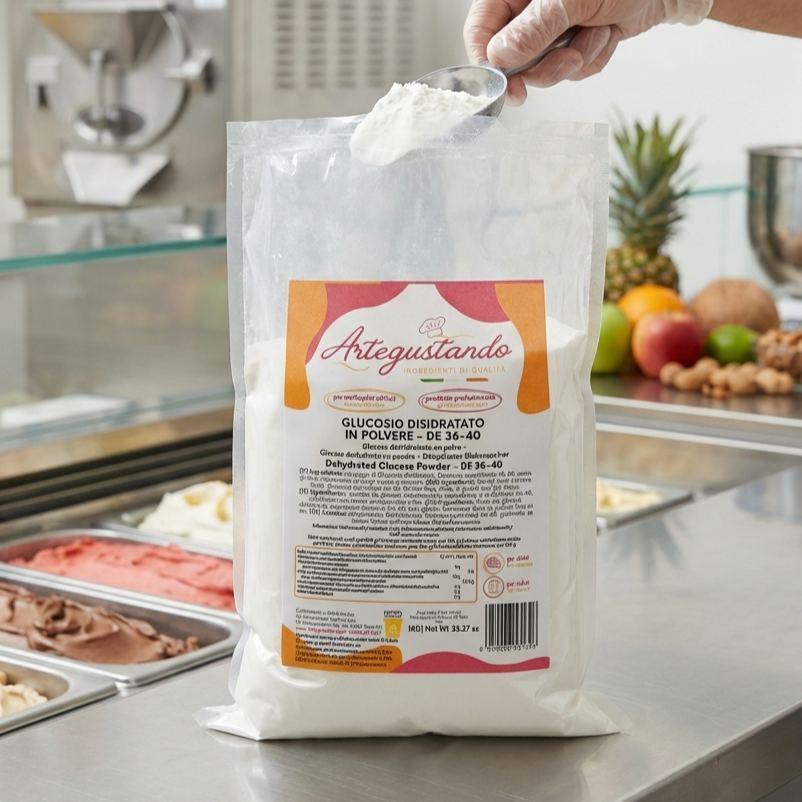 Glucosio disidratato in polvere 1 kg – Uso professionale per gelati e dolci