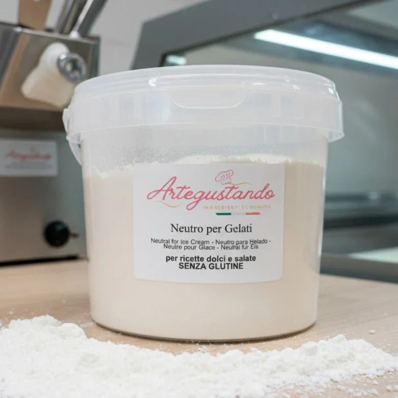 Contenitore di neutro per gelato senza glutine, ingrediente in polvere per gelati artigianali