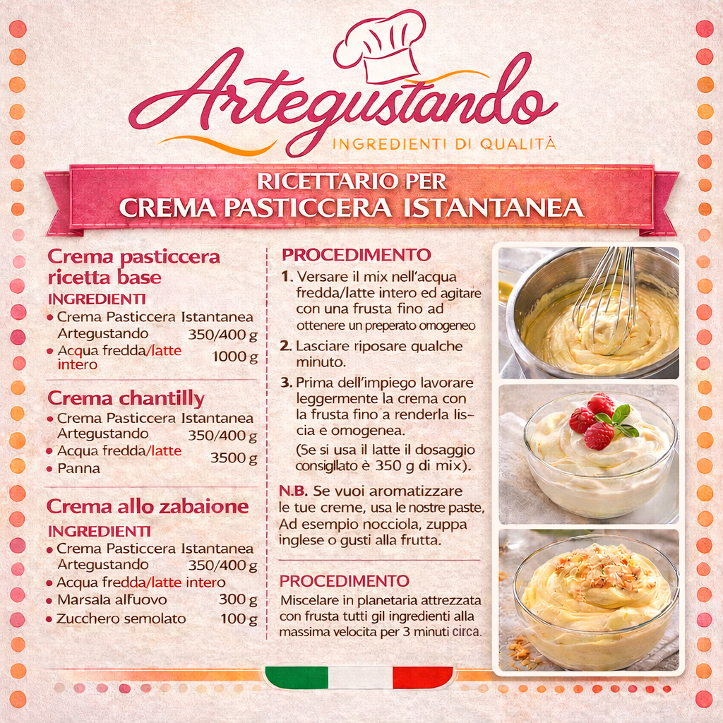 Crema Pasticcera Istantanea Professionale 500g – Pronta a Freddo in Pochi Minuti
